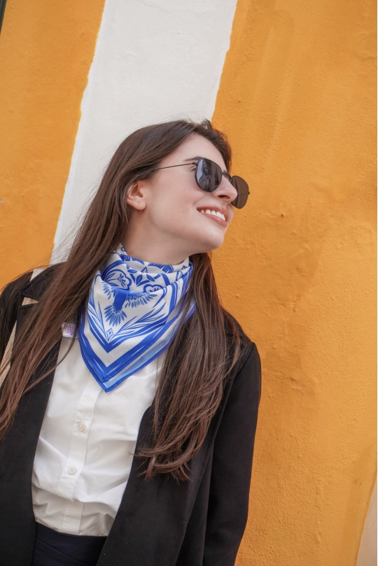 Lenço Caju 60x60 (Azul)