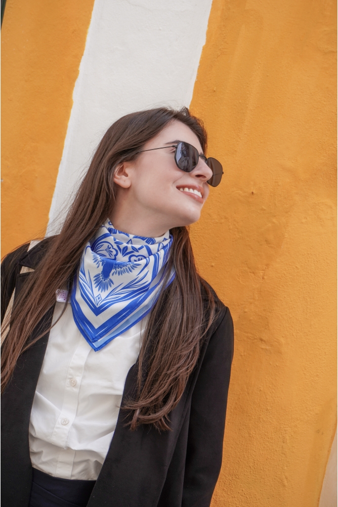 Lenço Caju 60x60 (Azul)