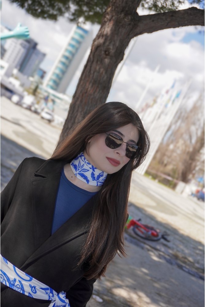 Lenço Caju 60x60 (Azul)