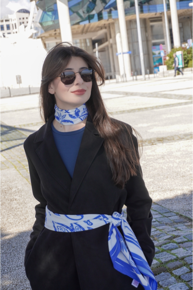 Lenço Caju 60x60 (Azul)