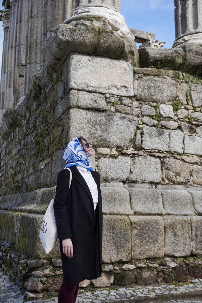 Lenço Caju 110x110 (Azul)