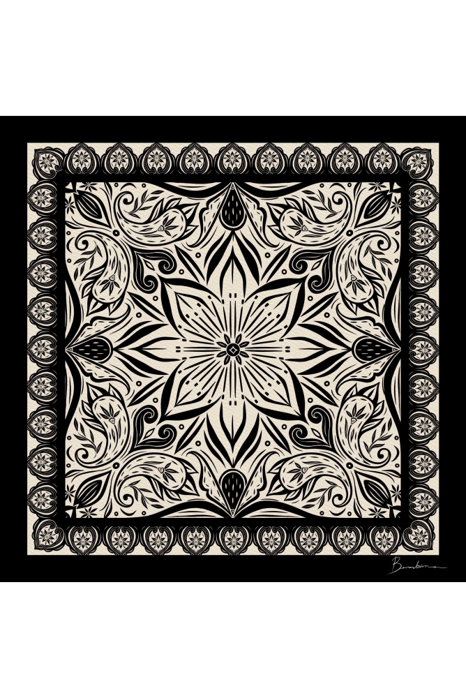 Lenço Mandacaru 110x110 (Preto)